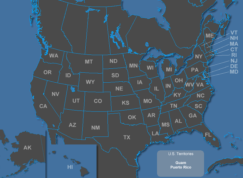 Map to Select state by state products