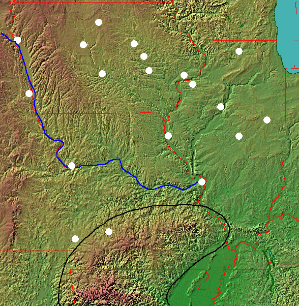 Illinois, Iowa, and Missouri