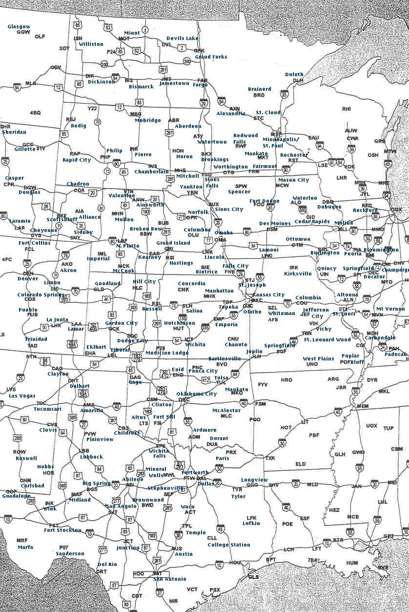 COD Meteorology/NEXLAB Stormchasing Cities and ID's of the Plains