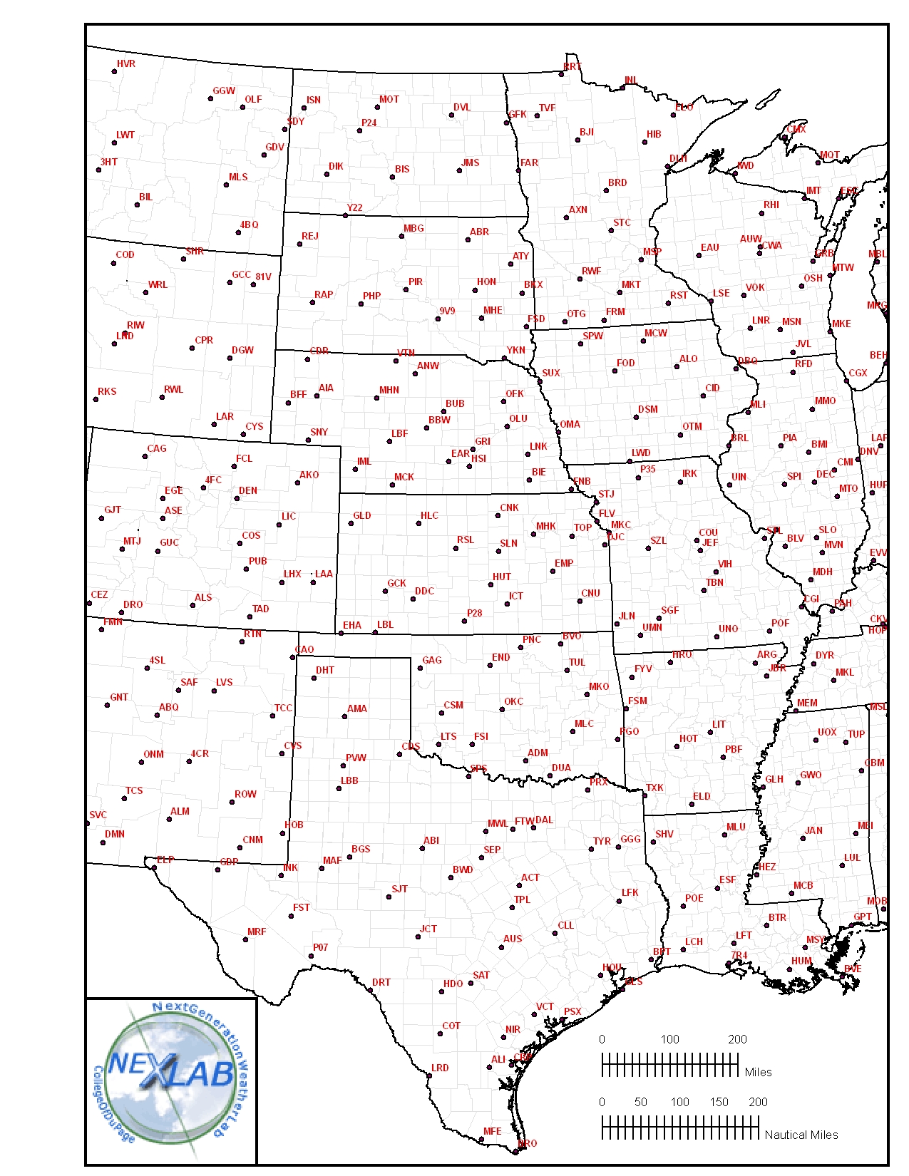 COD Meteorology/NEXLAB Stormchasing Cities and ID's of the Plains
